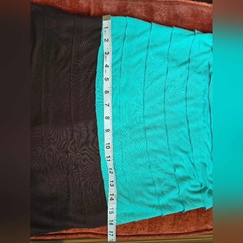 Allen B By Allen Schwartz Colorblock Stretch Dress Turquoise White Brown Sz. S - Picture 10 of 11